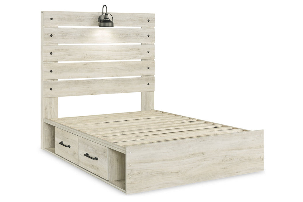 Cambeck Whitewash Full Panel Bed with 4 Storage Drawers - SET | B100-12 | B192-50(2) | B192-84 | B192-87 - Vega Furniture