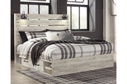 Cambeck Whitewash King Panel Bed with 2 Storage Drawers - SET | B100-14 | B192-160 | B192-56 | B192-58 - Vega Furniture