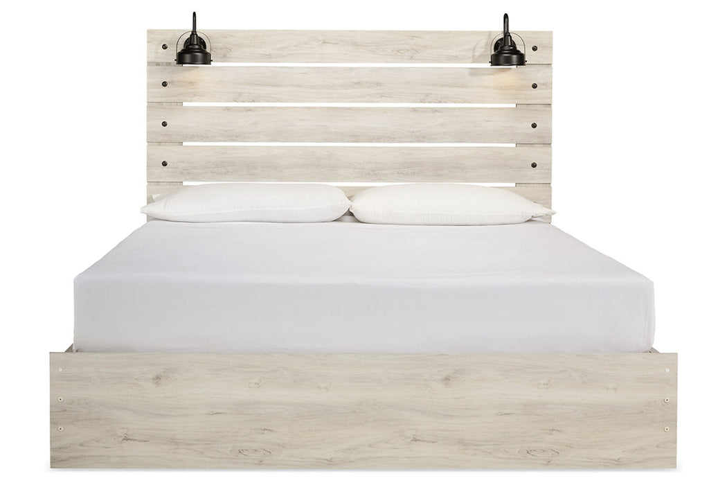 Cambeck Whitewash King Panel Bed with 2 Storage Drawers - SET | B100-14 | B192-160 | B192-56 | B192-58 - Vega Furniture