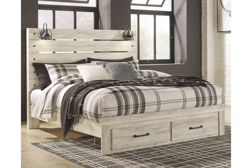 Cambeck Whitewash King Panel Bed with 2 Storage Drawers - SET | B192-56S | B192-58 | B192-97 - Vega Furniture