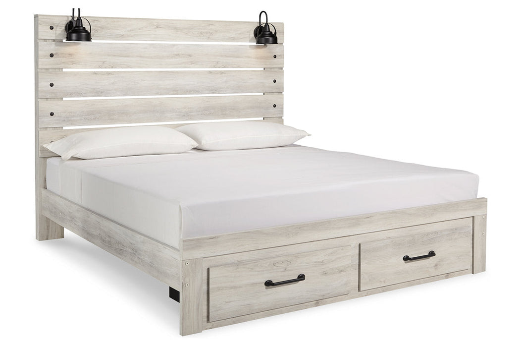 Cambeck Whitewash King Panel Bed with 2 Storage Drawers - SET | B192-56S | B192-58 | B192-97 - Vega Furniture