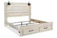 Cambeck Whitewash King Panel Bed with 2 Storage Drawers - SET | B192-56S | B192-58 | B192-97 - Vega Furniture