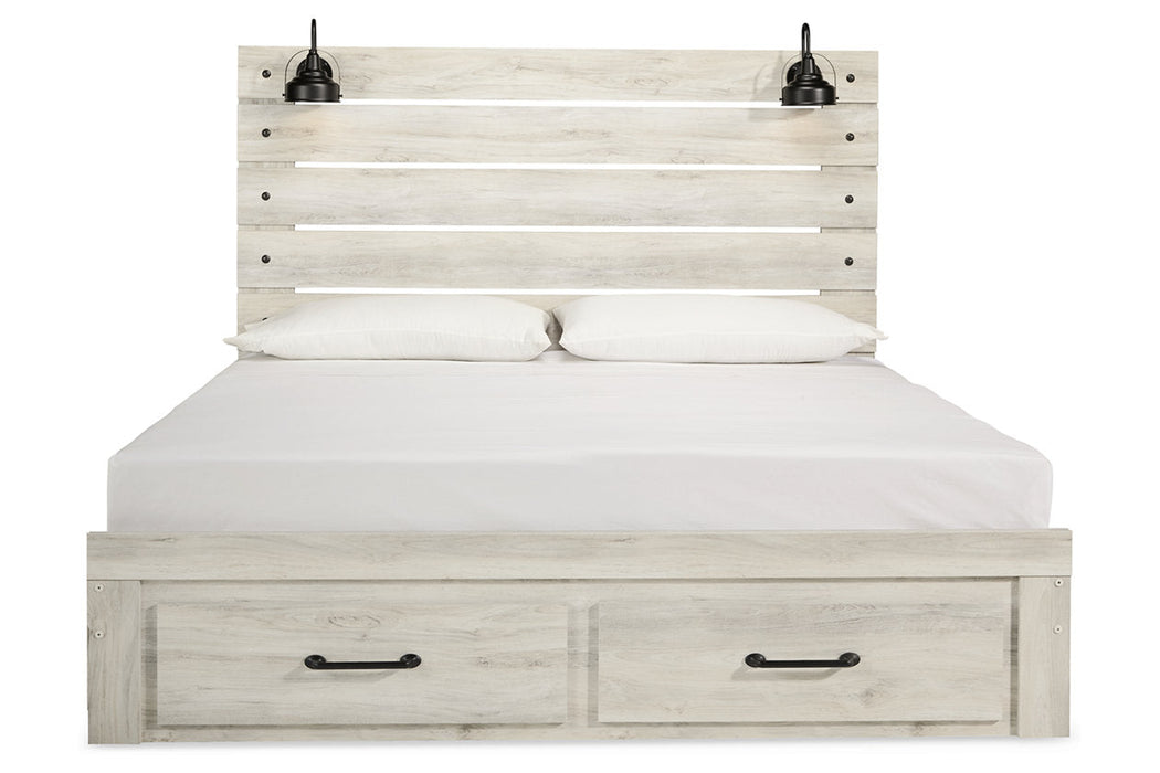 Cambeck Whitewash King Panel Bed with 2 Storage Drawers - SET | B192-56S | B192-58 | B192-97 - Vega Furniture