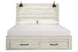 Cambeck Whitewash King Panel Bed with 2 Storage Drawers - SET | B192-56S | B192-58 | B192-97 - Vega Furniture