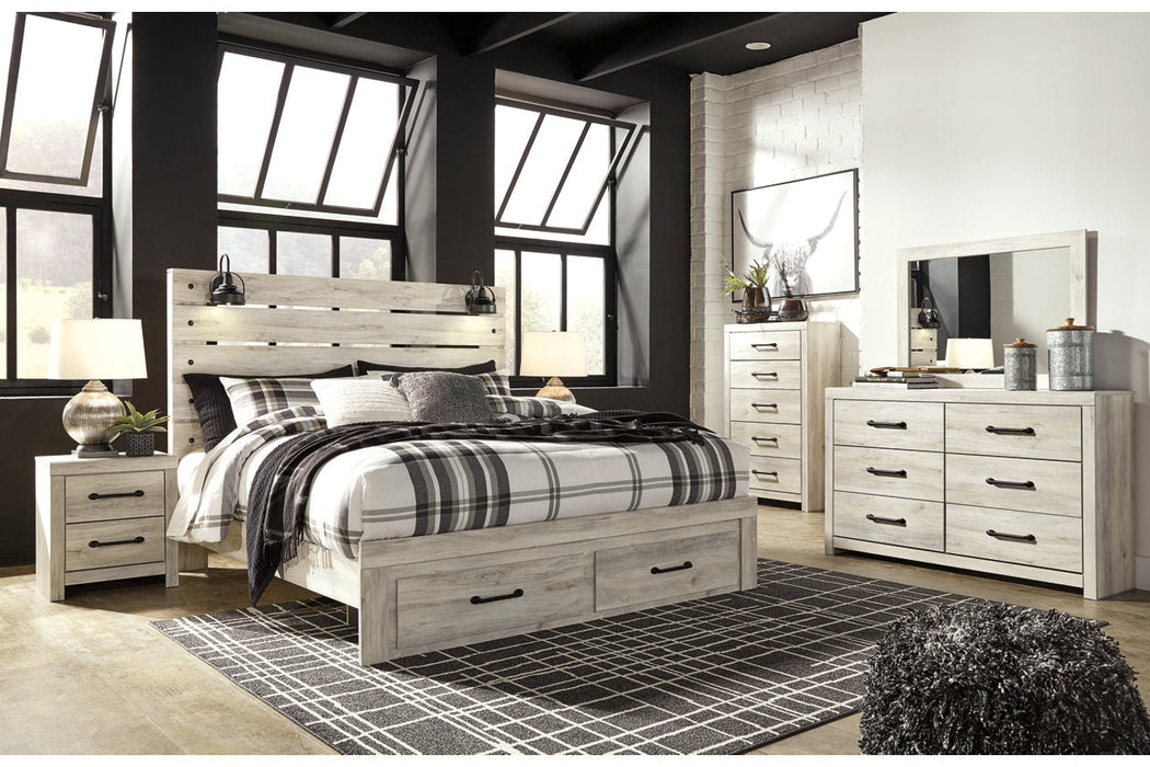 Cambeck Whitewash King Panel Bed with 2 Storage Drawers - SET | B192-56S | B192-58 | B192-97 - Vega Furniture