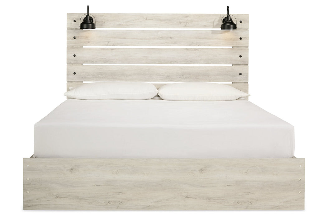 Cambeck Whitewash King Panel Bed with 4 Storage Drawers - SET | B100-14 | B192-56 | B192-58 | B192-60(2) - Vega Furniture