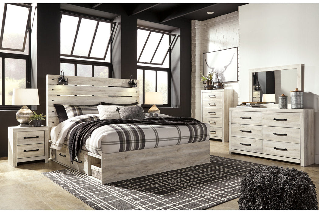 Cambeck Whitewash King Panel Bed with 4 Storage Drawers - SET | B100-14 | B192-56 | B192-58 | B192-60(2) - Vega Furniture