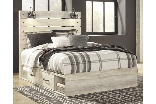 Cambeck Whitewash Queen Panel Bed with 2 Storage Drawers - SET | B100-13 | B192-160 | B192-54 | B192-57 - Vega Furniture