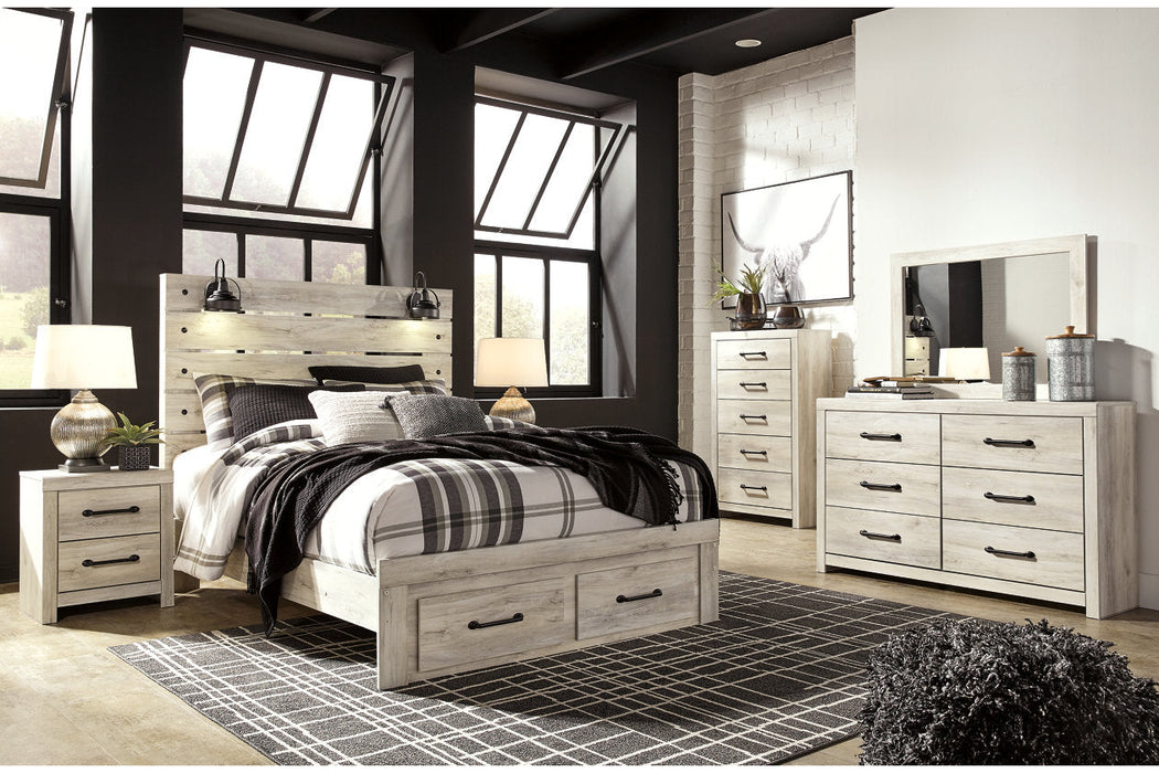 Cambeck Whitewash Queen Panel Bed with 2 Storage Drawers - SET | B192-54S | B192-57 | B192-96 - Vega Furniture