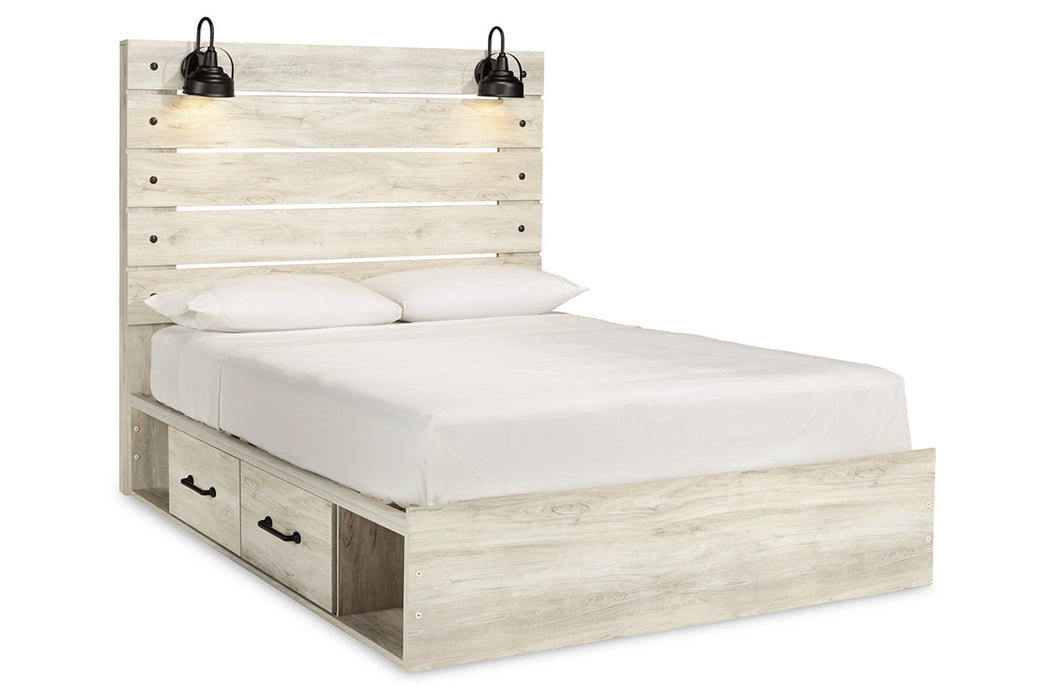 Cambeck Whitewash Queen Panel Bed with 4 Storage Drawers - SET | B100-13 | B192-54 | B192-57 | B192-60(2) - Vega Furniture