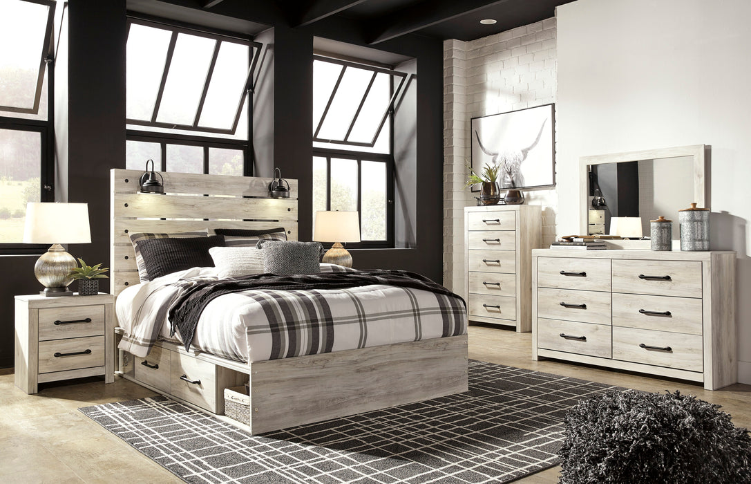 Cambeck Whitewash Side Storage Platform Bedroom Set - SET | B192-56 | B192-58 | B192-160 | B192-31 | B192-36 | B192-92 | B192-46 | B100-14 - Vega Furniture