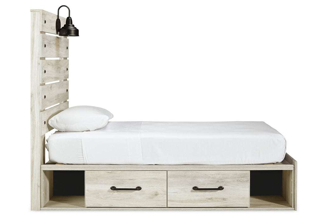 Cambeck Whitewash Twin Panel Bed with 2 Storage Drawers - SET | B100-11 | B192-150 | B192-52 | B192-53 - Vega Furniture