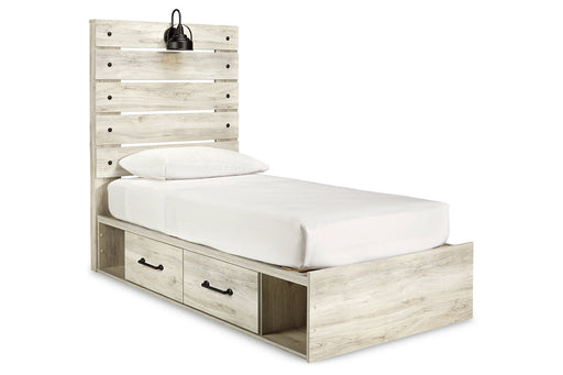 Cambeck Whitewash Twin Panel Bed with 4 Storage Drawers - SET | B100-11 | B192-50(2) | B192-52 | B192-53 - Vega Furniture