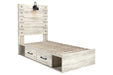 Cambeck Whitewash Twin Panel Bed with 4 Storage Drawers - SET | B100-11 | B192-50(2) | B192-52 | B192-53 - Vega Furniture
