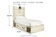 Cambeck Whitewash Twin Panel Bed with 4 Storage Drawers - SET | B100-11 | B192-50(2) | B192-52 | B192-53 - Vega Furniture