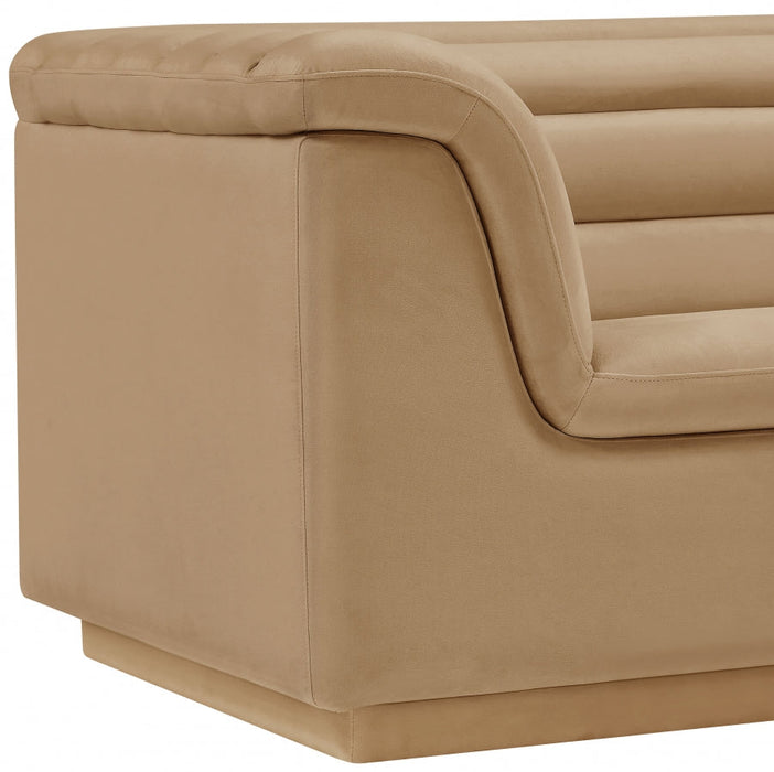 Camel Cascade Velvet Fabric Chair - 192Camel-C - Vega Furniture