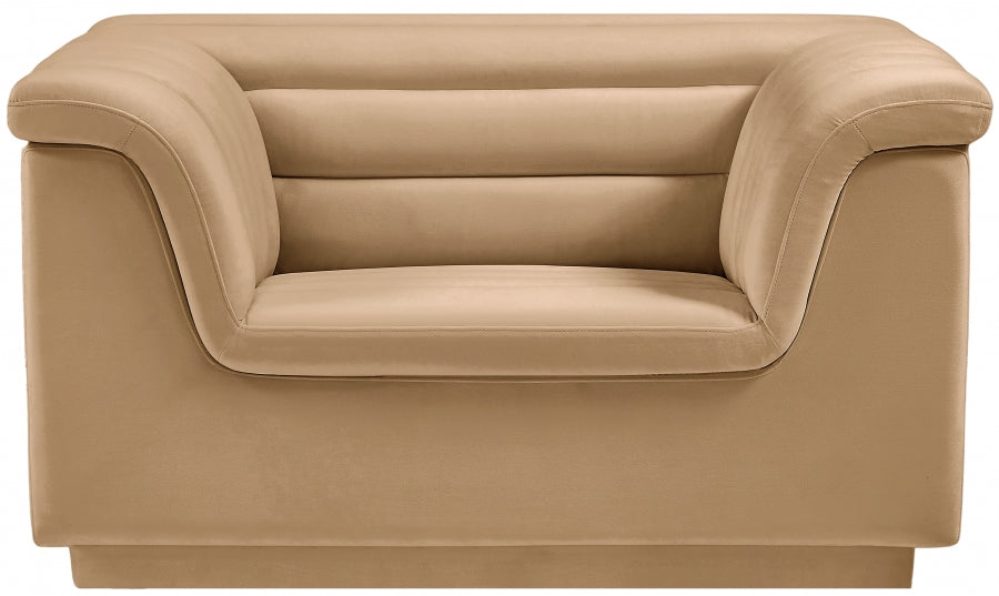 Camel Cascade Velvet Fabric Chair - 192Camel-C - Vega Furniture