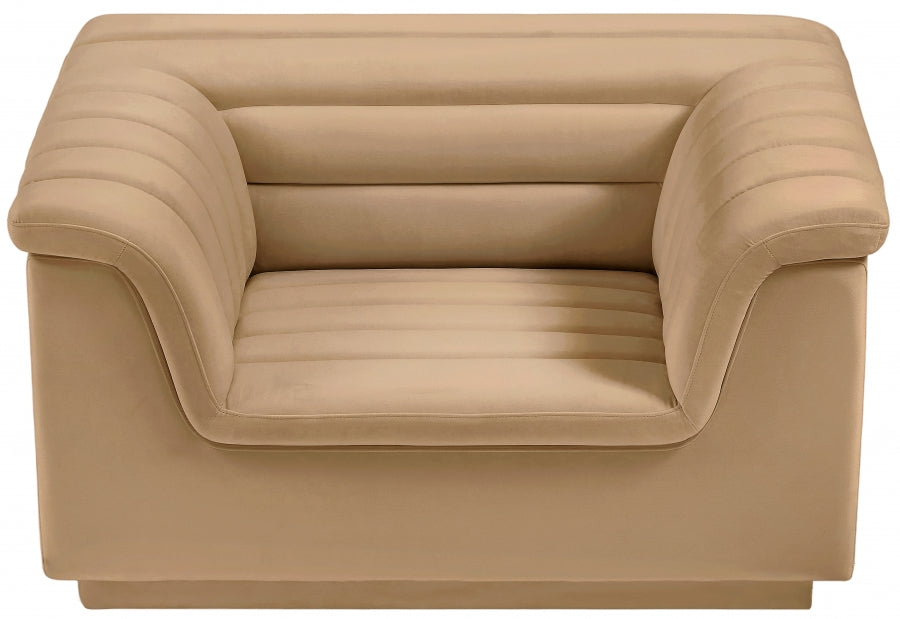 Camel Cascade Velvet Fabric Chair - 192Camel-C - Vega Furniture