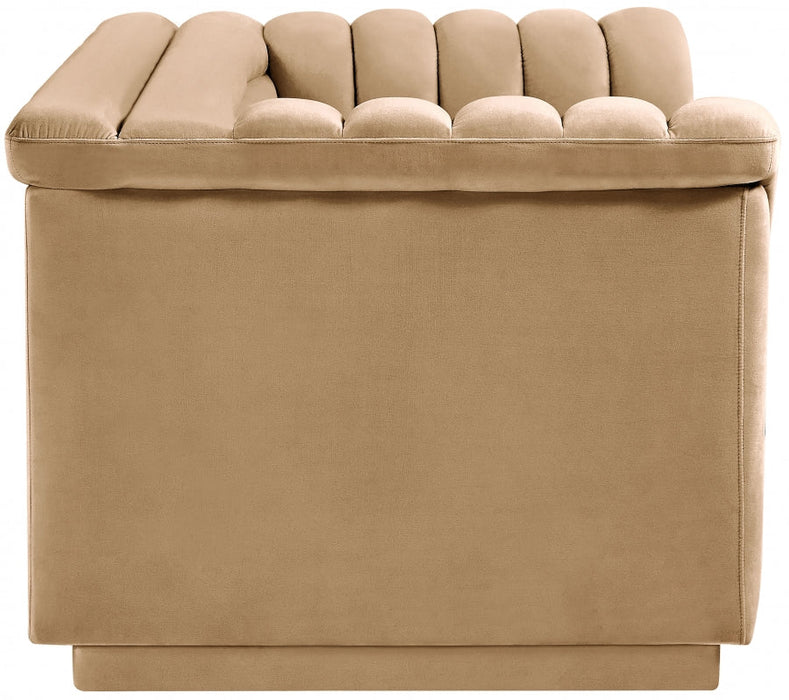 Camel Cascade Velvet Fabric Loveseat - 192Camel-L - Vega Furniture