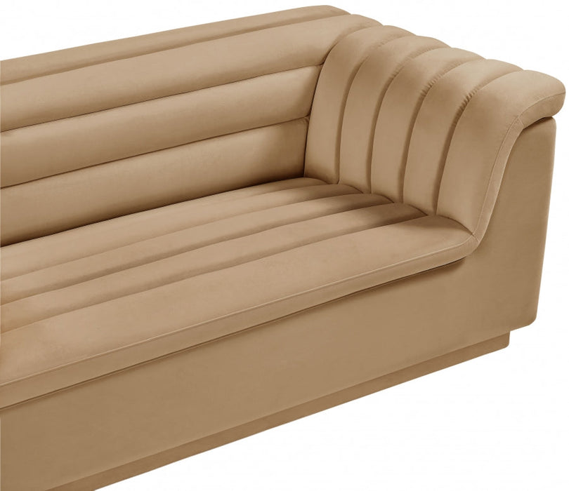 Camel Cascade Velvet Fabric Loveseat - 192Camel-L - Vega Furniture