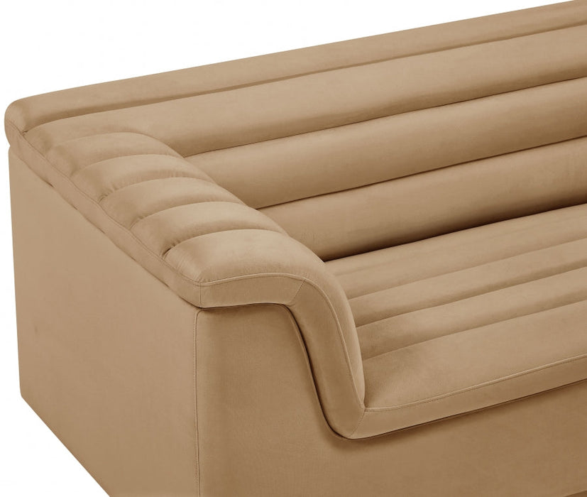 Camel Cascade Velvet Fabric Loveseat - 192Camel-L - Vega Furniture