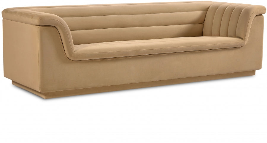 Camel Cascade Velvet Fabric Sofa - 192Camel-S - Vega Furniture