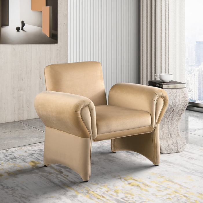 Camel Fleurette Velvet Accent Chair - 409Camel - Vega Furniture