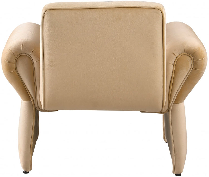 Camel Fleurette Velvet Accent Chair - 409Camel - Vega Furniture