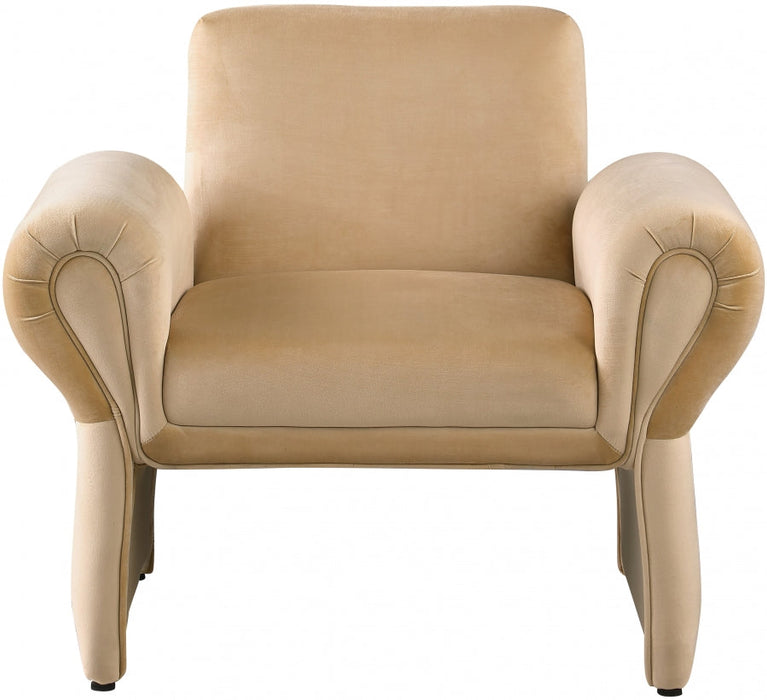 Camel Fleurette Velvet Accent Chair - 409Camel - Vega Furniture