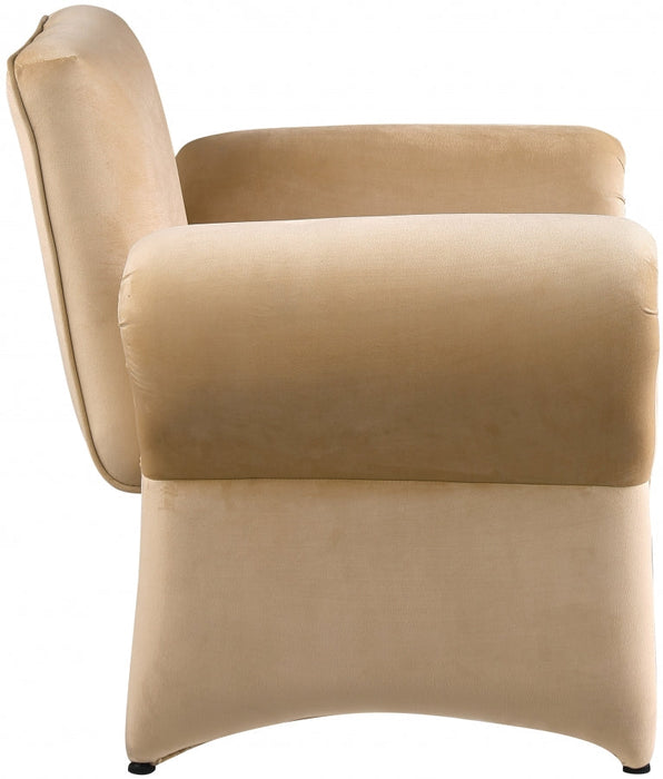 Camel Fleurette Velvet Accent Chair - 409Camel - Vega Furniture