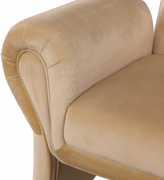 Camel Fleurette Velvet Accent Chair - 409Camel - Vega Furniture