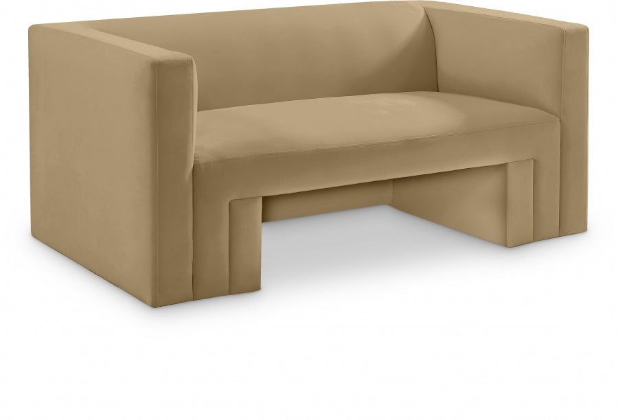 Camel Henson Velvet Loveseat - 665Camel-L - Vega Furniture