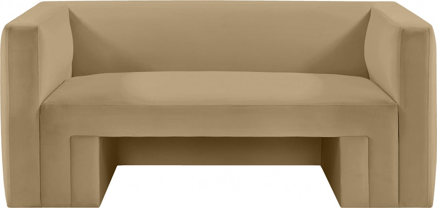 Camel Henson Velvet Loveseat - 665Camel-L - Vega Furniture