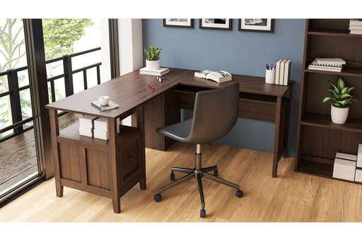 Camiburg Warm Brown 2-Piece Home Office Desk - SET | H283-34 | H283-34R - Vega Furniture