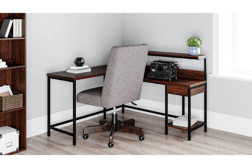 Camiburg Warm Brown Home Office L-Desk with Storage - H283-24 - Vega Furniture