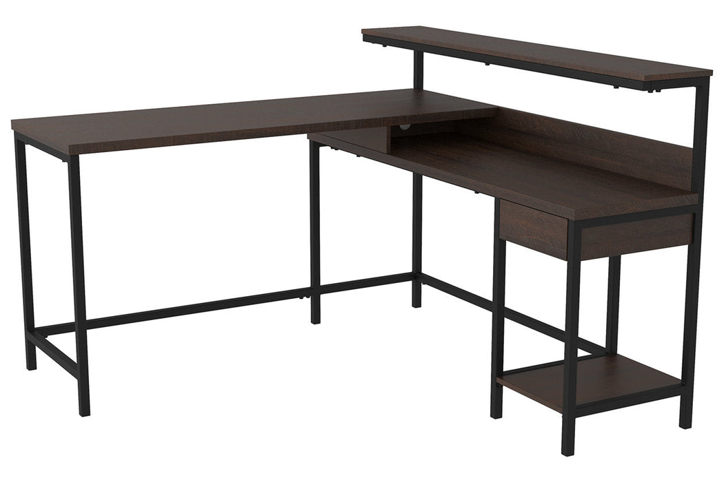 Camiburg Warm Brown Home Office L-Desk with Storage - H283-24 - Vega Furniture