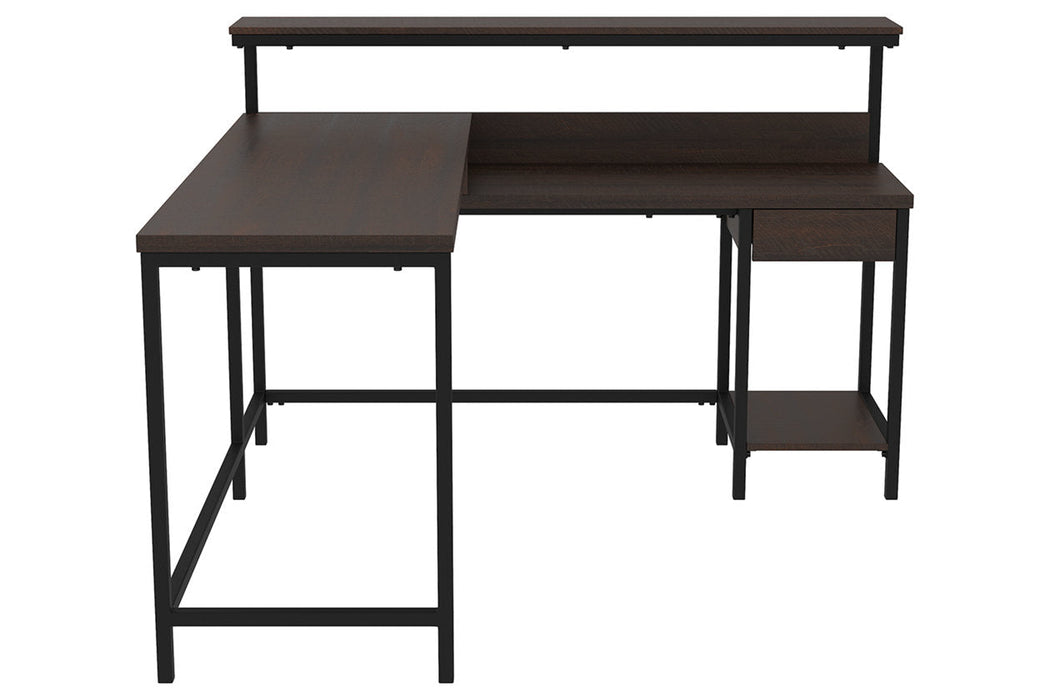 Camiburg Warm Brown Home Office L-Desk with Storage - H283-24 - Vega Furniture