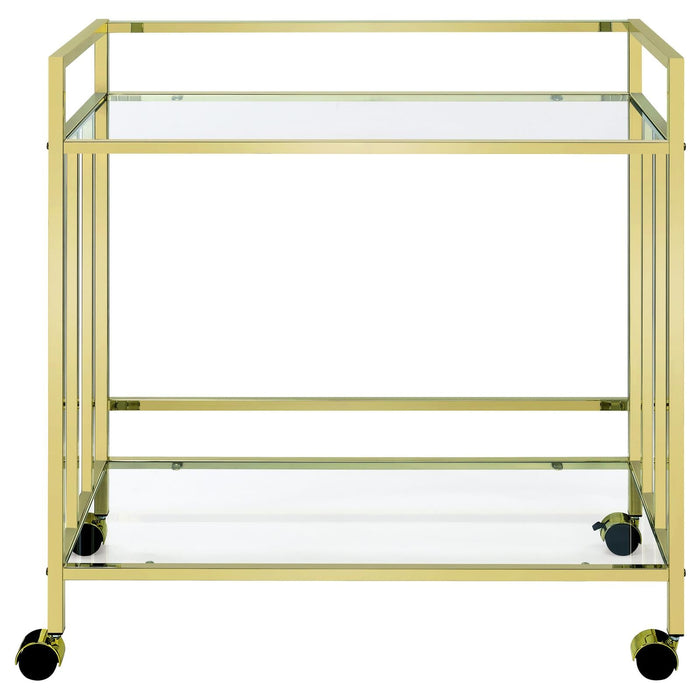 Cara Brass Rectangular Glass Bar Cart - 181381 - Vega Furniture