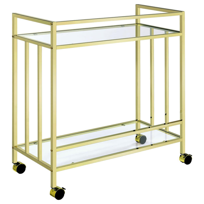 Cara Brass Rectangular Glass Bar Cart - 181381 - Vega Furniture