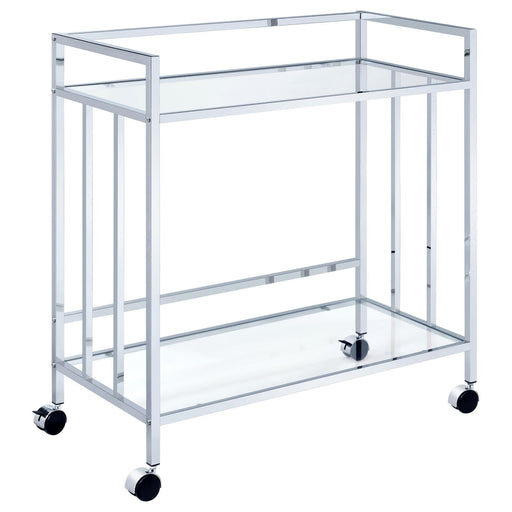 Cara Chrome Rectangular Glass Bar Cart - 181382 - Vega Furniture