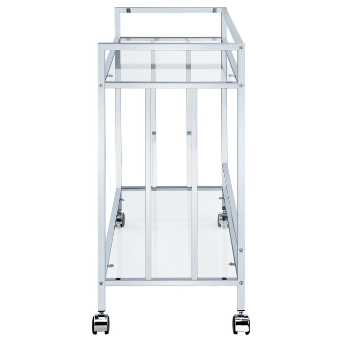 Cara Chrome Rectangular Glass Bar Cart - 181382 - Vega Furniture