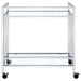 Cara Chrome Rectangular Glass Bar Cart - 181382 - Vega Furniture