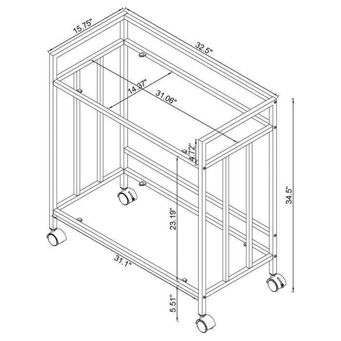 Cara Chrome Rectangular Glass Bar Cart - 181382 - Vega Furniture