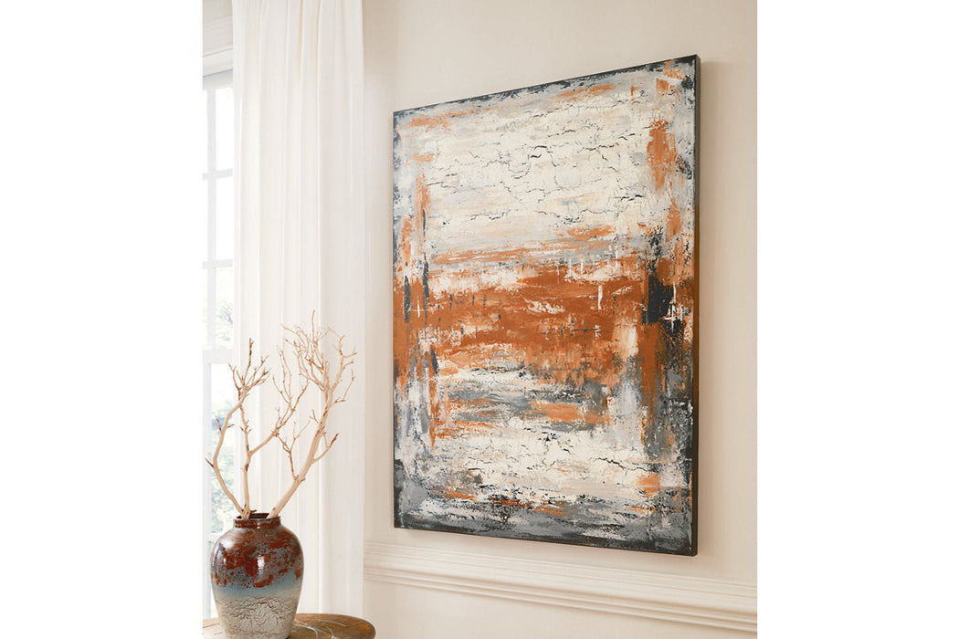 Carmely Gray/White/Orange Wall Art - A8000357 - Vega Furniture