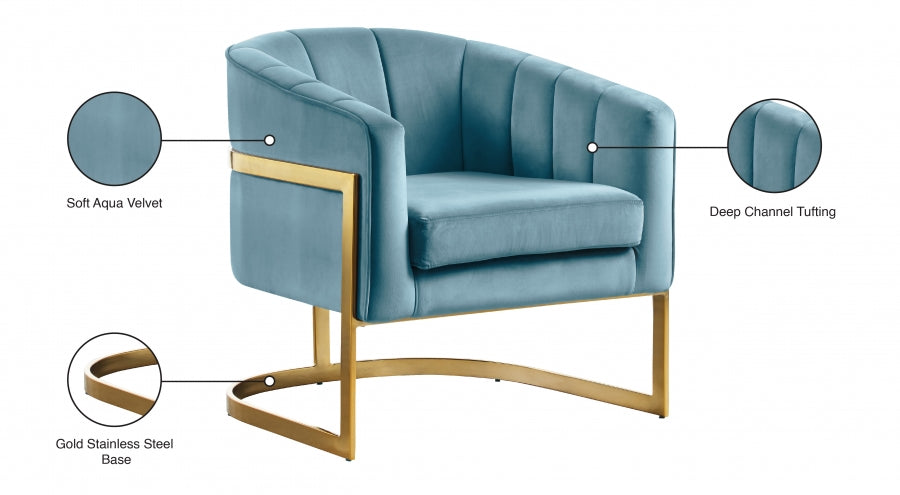 Carter Aqua Velvet Accent Chair - 515Aqua - Vega Furniture