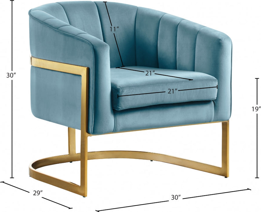 Carter Aqua Velvet Accent Chair - 515Aqua - Vega Furniture