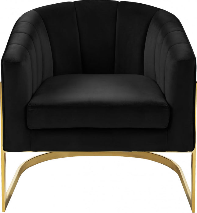 Carter Black Velvet Accent Chair - 515Black - Vega Furniture