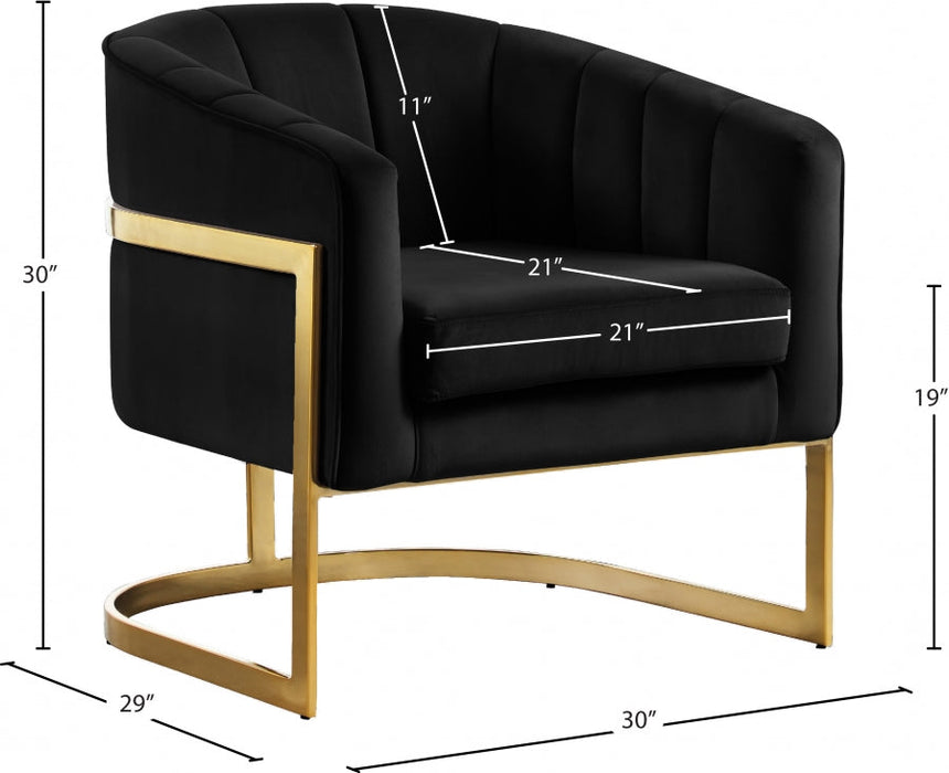 Carter Black Velvet Accent Chair - 515Black - Vega Furniture