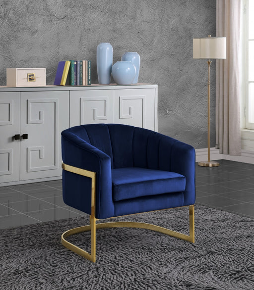 Carter Blue Velvet Accent Chair - 515Navy - Vega Furniture