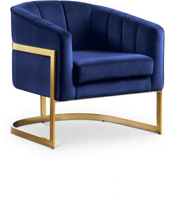 Carter Blue Velvet Accent Chair - 515Navy - Vega Furniture